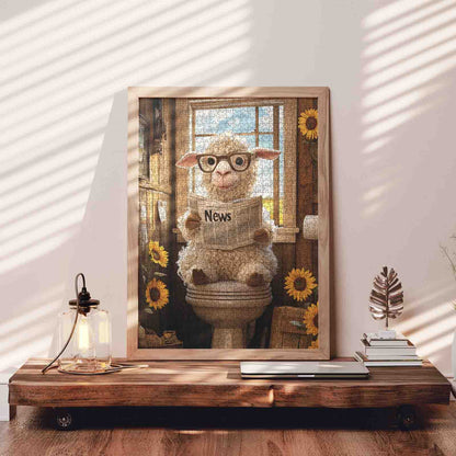 Reading Sheep Funny Bathroom Jigsaw Puzzle