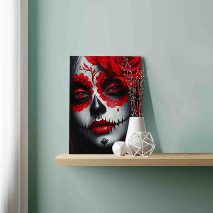 Red Rose Sugar Skull Paint by Numbers