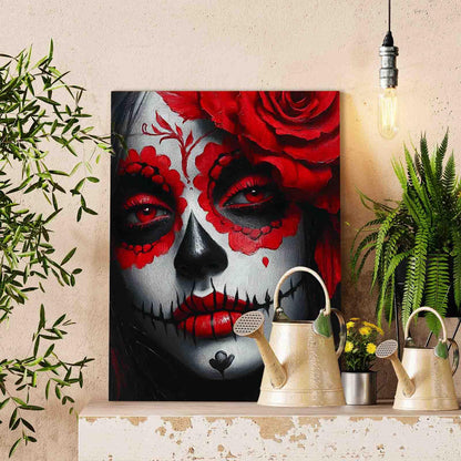 Red Rose Sugar Skull Paint by Numbers