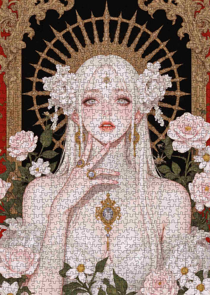 Regal White Rose Princess Jigsaw Puzzle