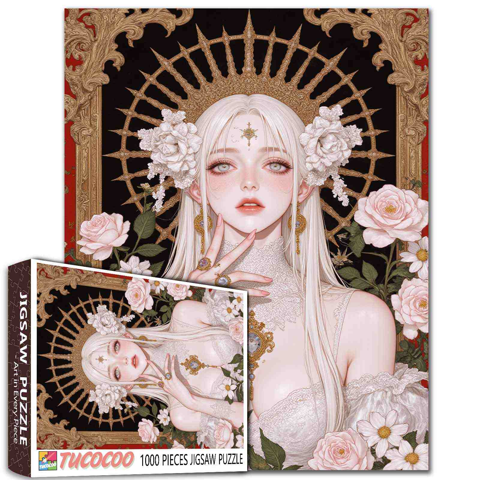 Regal White Rose Princess Jigsaw Puzzle
