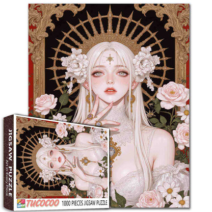 Regal White Rose Princess Jigsaw Puzzle