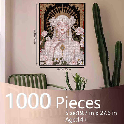 Regal White Rose Princess Jigsaw Puzzle