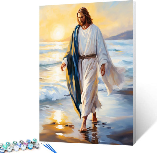 Jesus Walking on The Beach Paint by Numbers