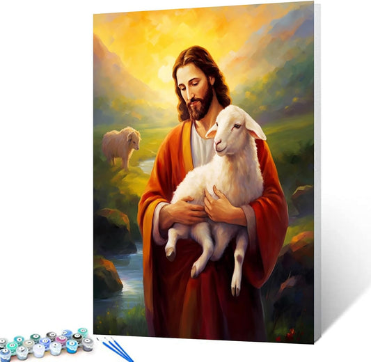 Jesus and Sheep Paint by Numbers