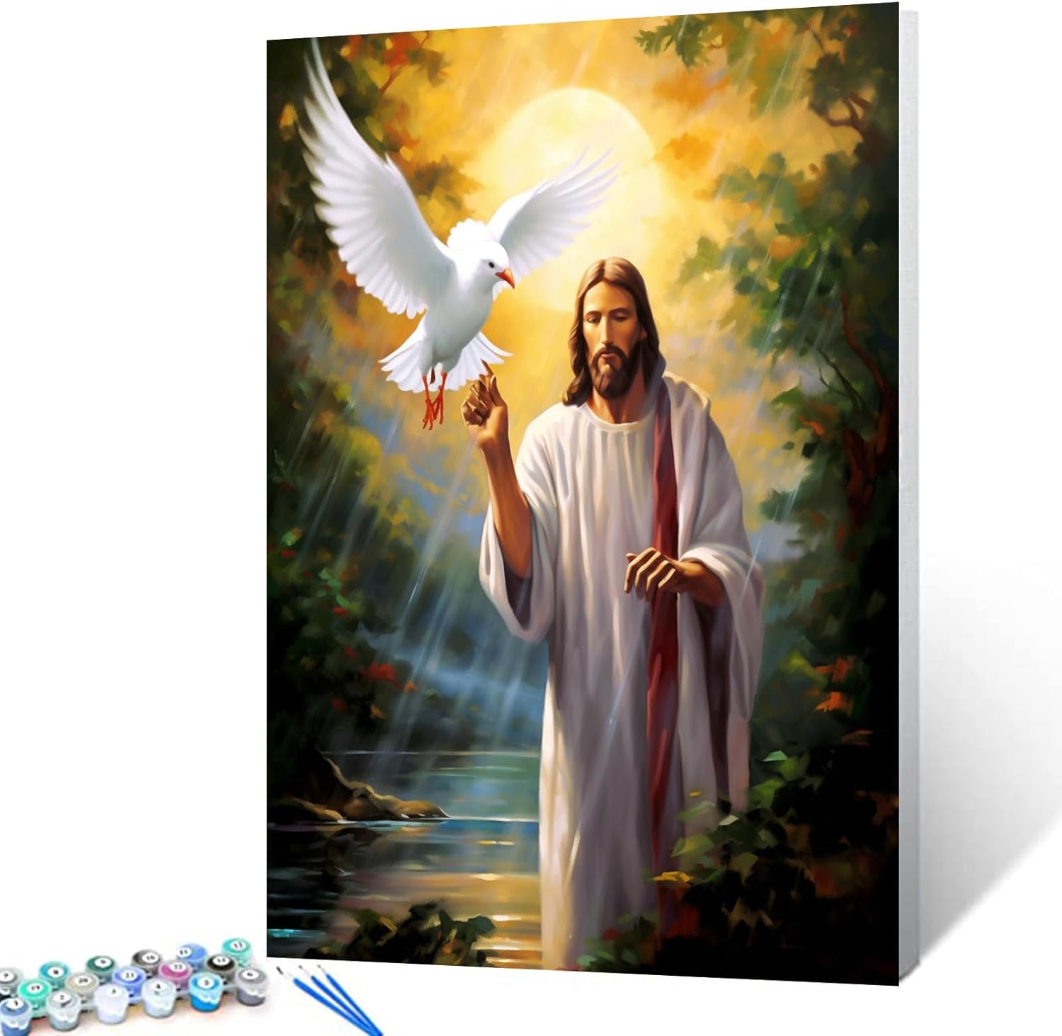 Jesus Christ and Peace Dove Paint by Numbers