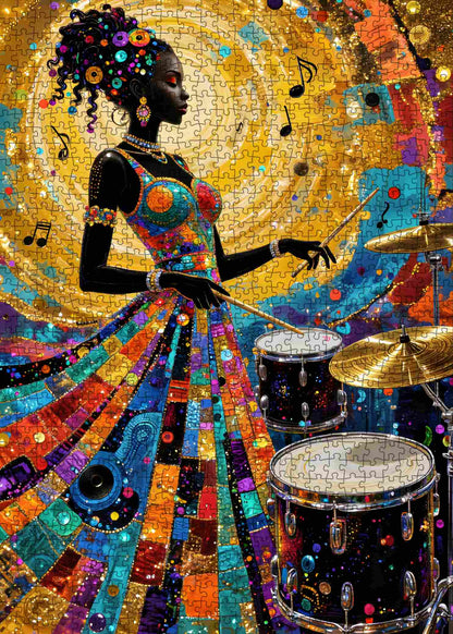 Rhythm of Color Jazz Drummer Jigsaw Puzzle