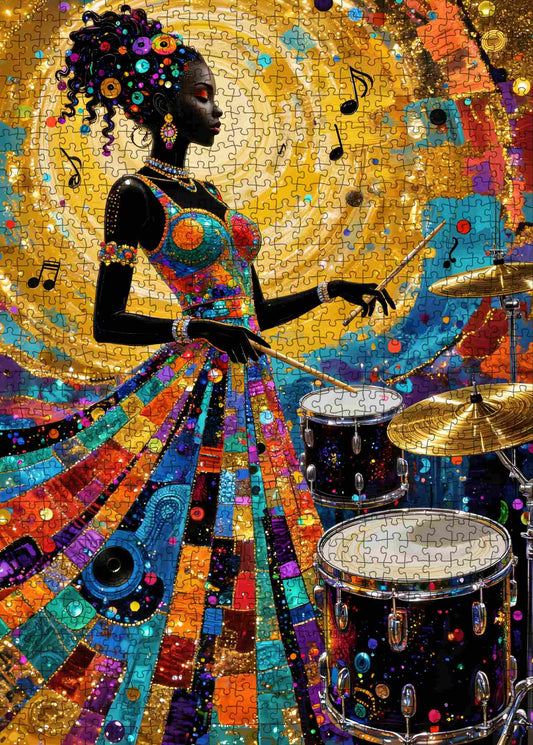 Rhythm of Color Jazz Drummer Jigsaw Puzzle