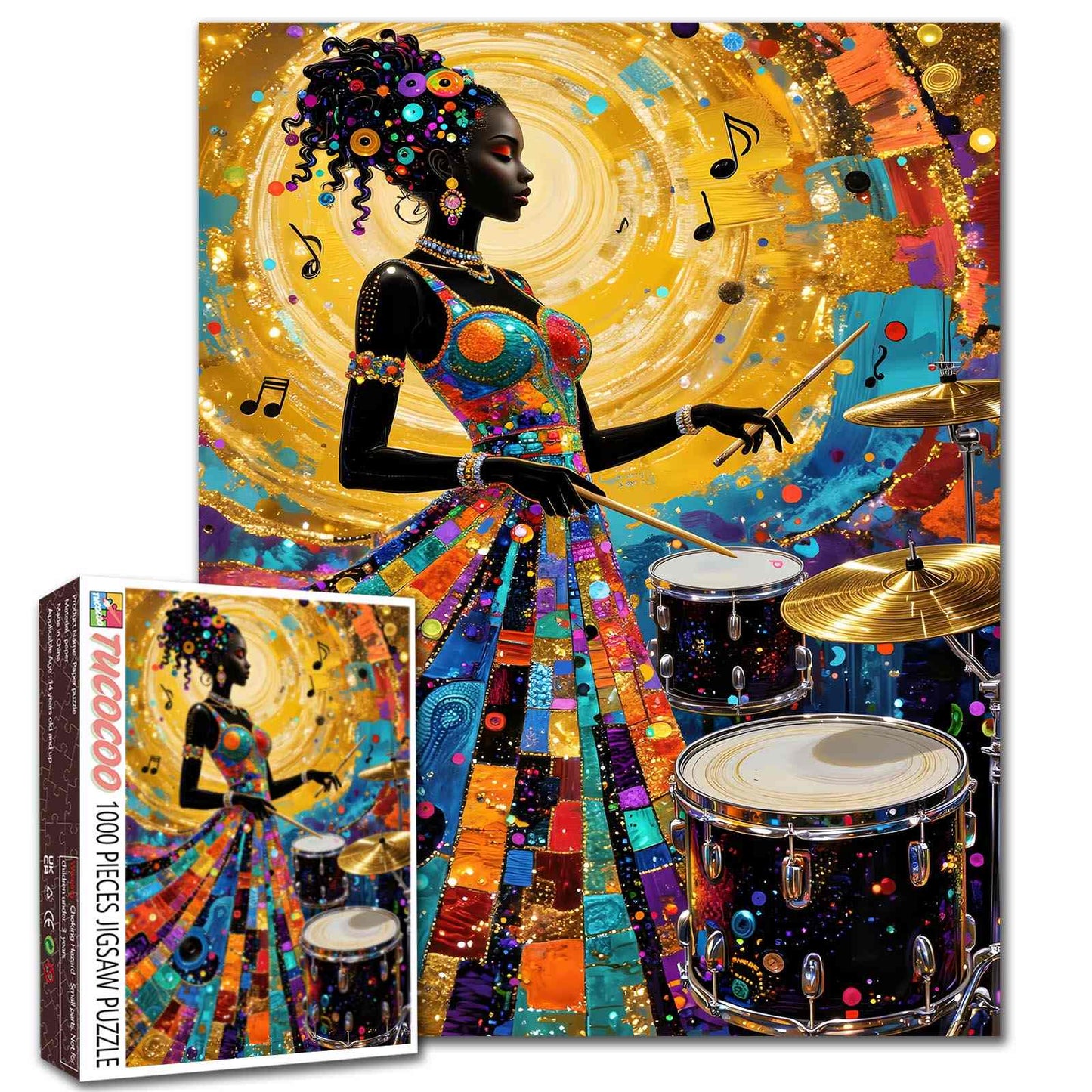 Rhythm of Color Jazz Drummer Jigsaw Puzzle