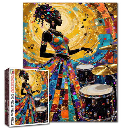 Rhythm of Color Jazz Drummer Jigsaw Puzzle