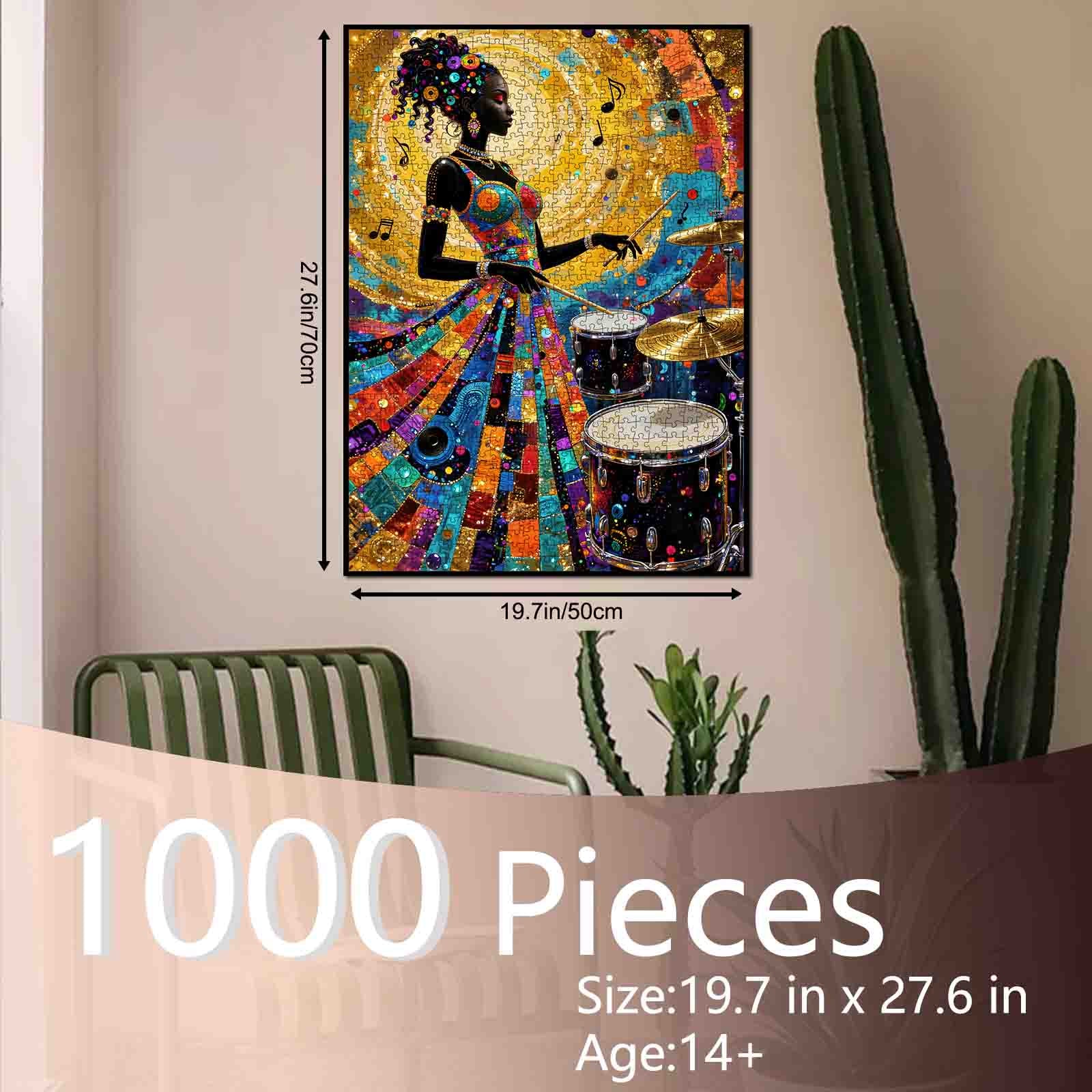 Rhythm of Color Jazz Drummer Jigsaw Puzzle