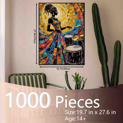 Rhythm of Color Jazz Drummer Jigsaw Puzzle