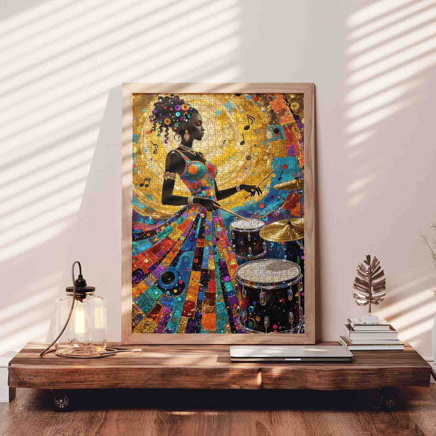 Rhythm of Color Jazz Drummer Jigsaw Puzzle