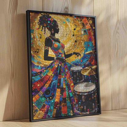 Rhythm of Color Jazz Drummer Jigsaw Puzzle