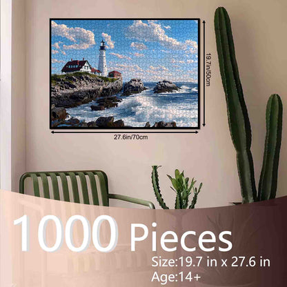 Rocky Coast Lighthouse View Jigsaw Puzzle
