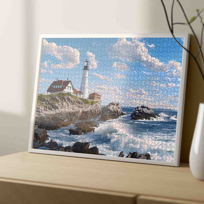 Rocky Coast Lighthouse View Jigsaw Puzzle