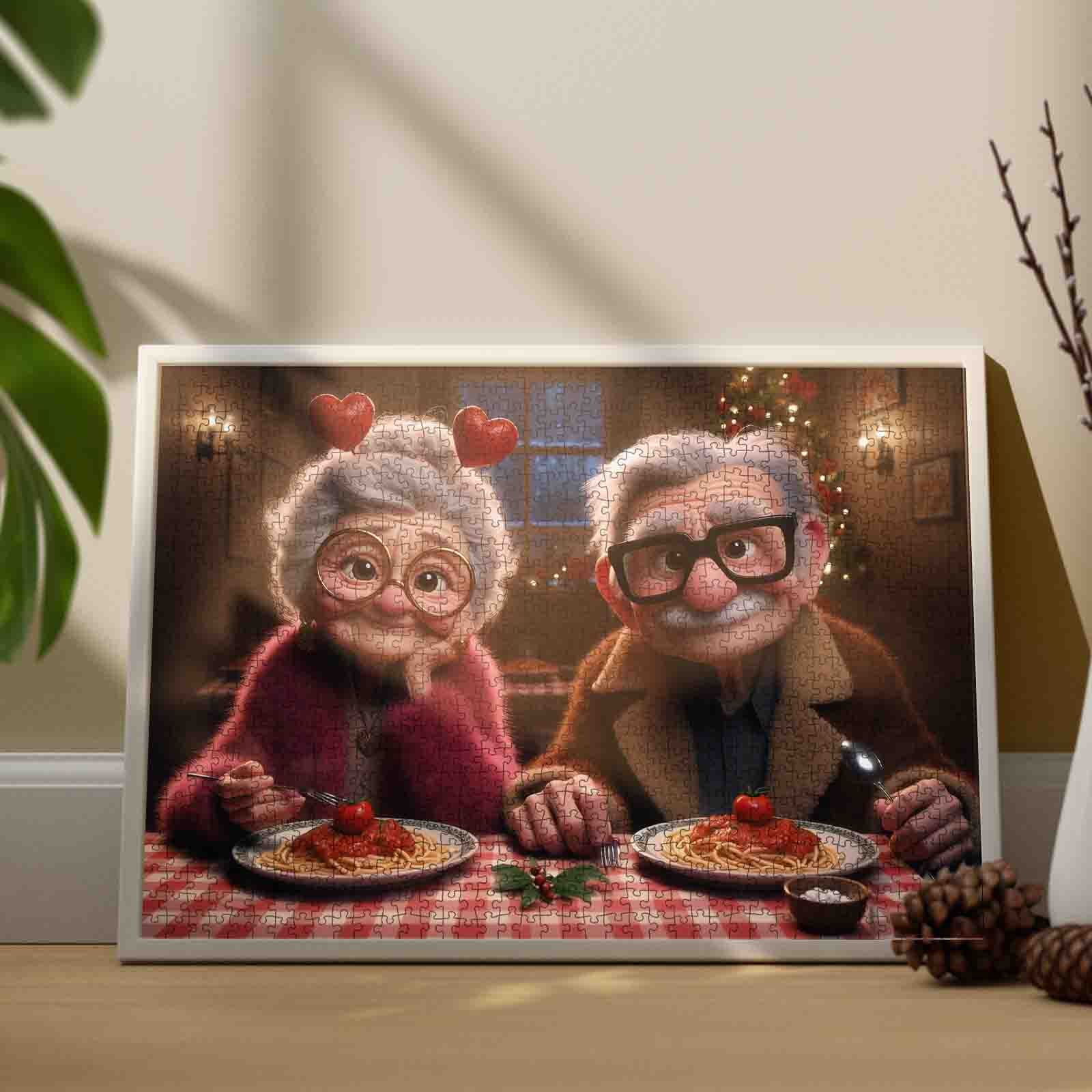 Romantic Senior Couple Dinner Jigsaw Puzzle