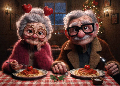 Romantic Senior Couple Dinner Jigsaw Puzzle