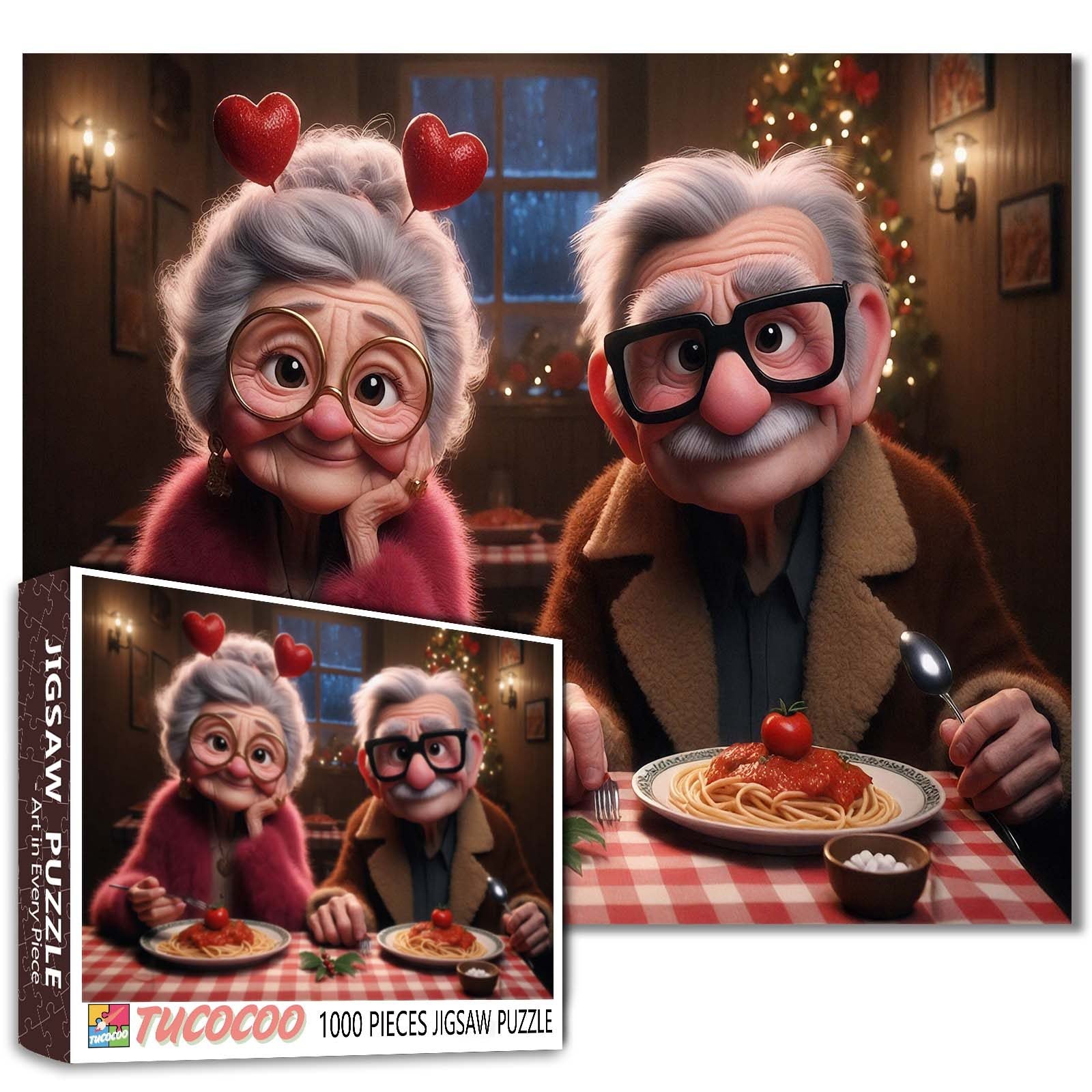 Romantic Senior Couple Dinner Jigsaw Puzzle