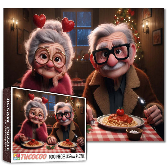 Romantic Senior Couple Dinner Jigsaw Puzzle