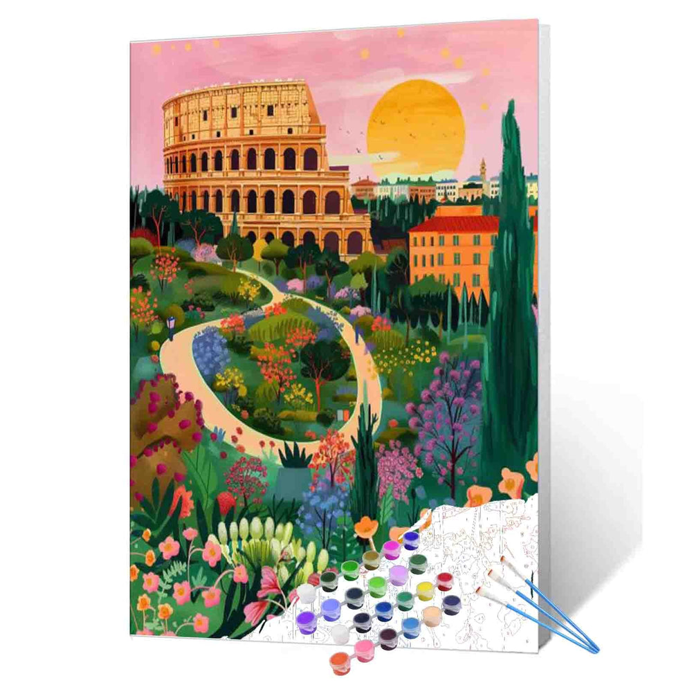 3.City Sunset Painting