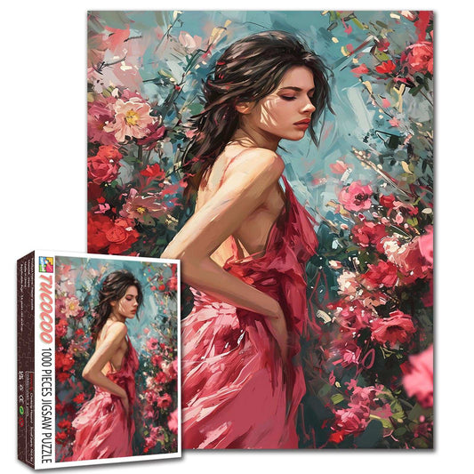 Rose Garden Woman Portrait Jigsaw Puzzle