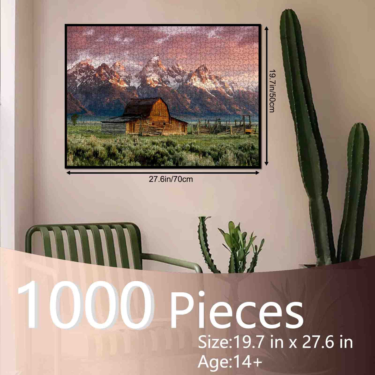 Rustic Barn Beneath Mountain Peaks Jigsaw Puzzle