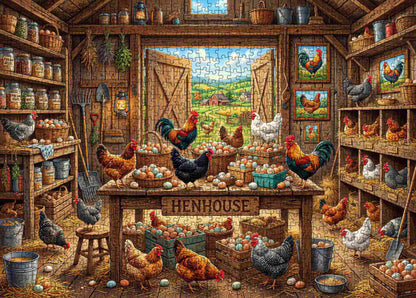 Rustic Henhouse Farm Life Jigsaw Puzzle