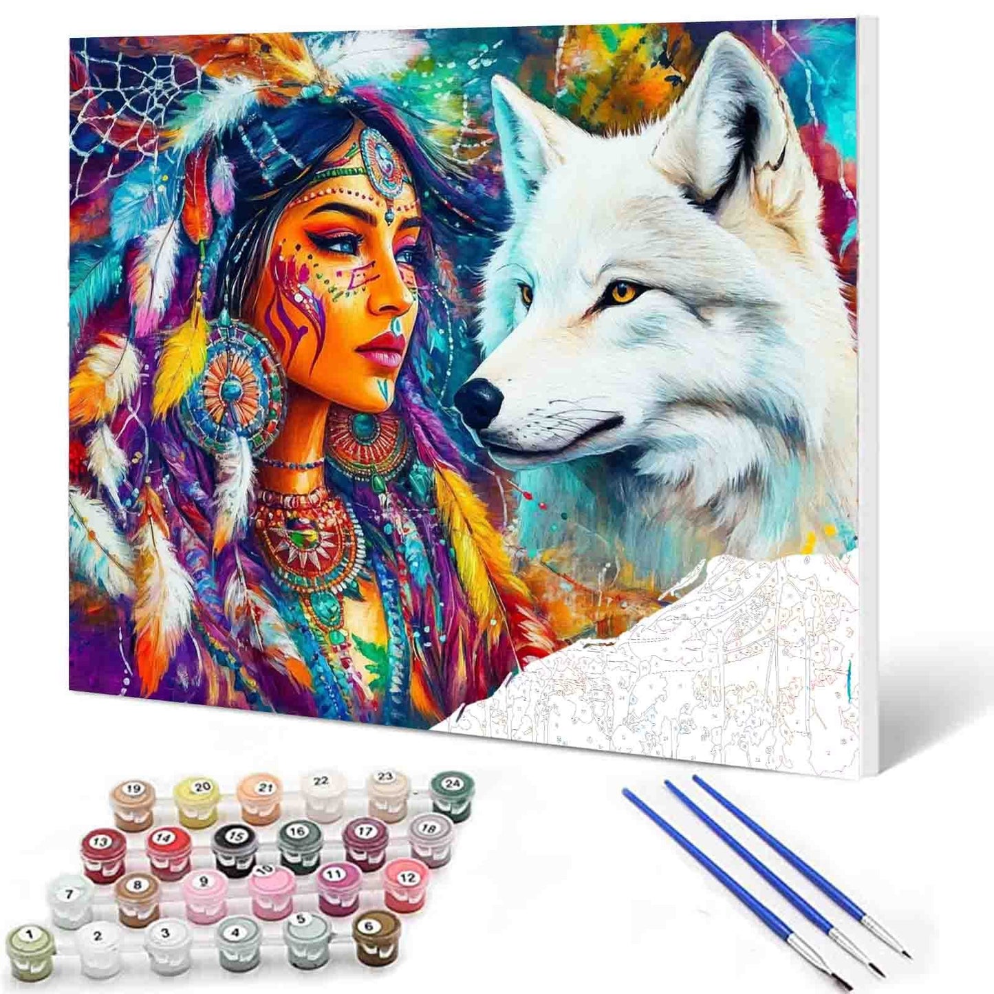 Sacred Bond with the White Wolf Paint by Numbers