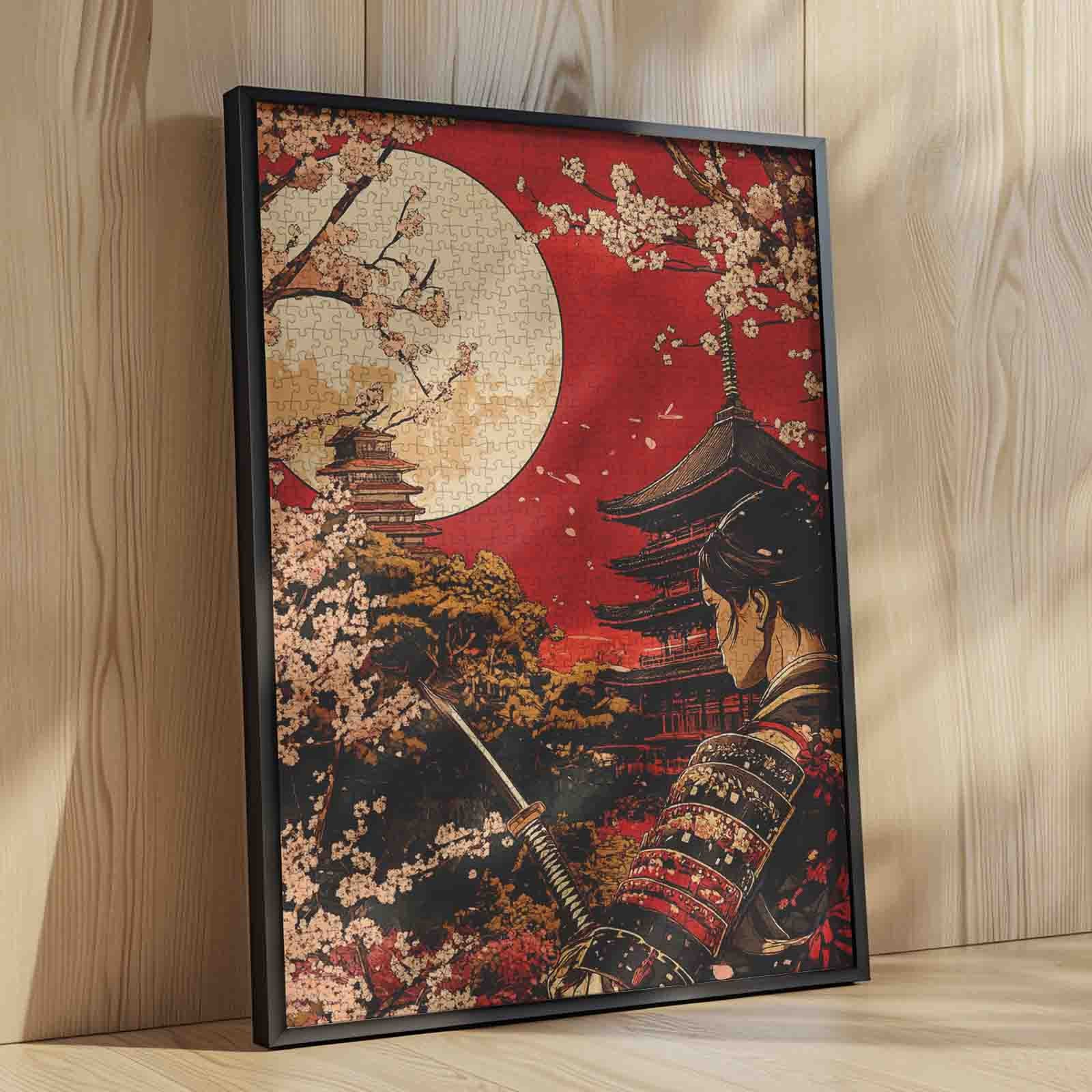 Samurai Moonlight Sakura Jigsaw Puzzle