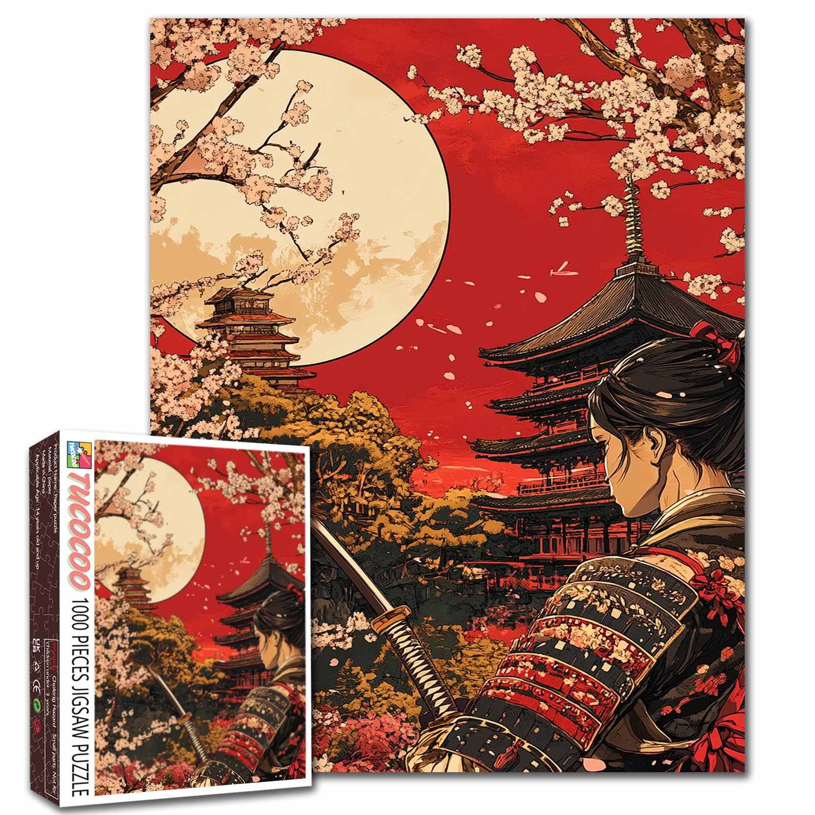 Samurai Moonlight Sakura Jigsaw Puzzle