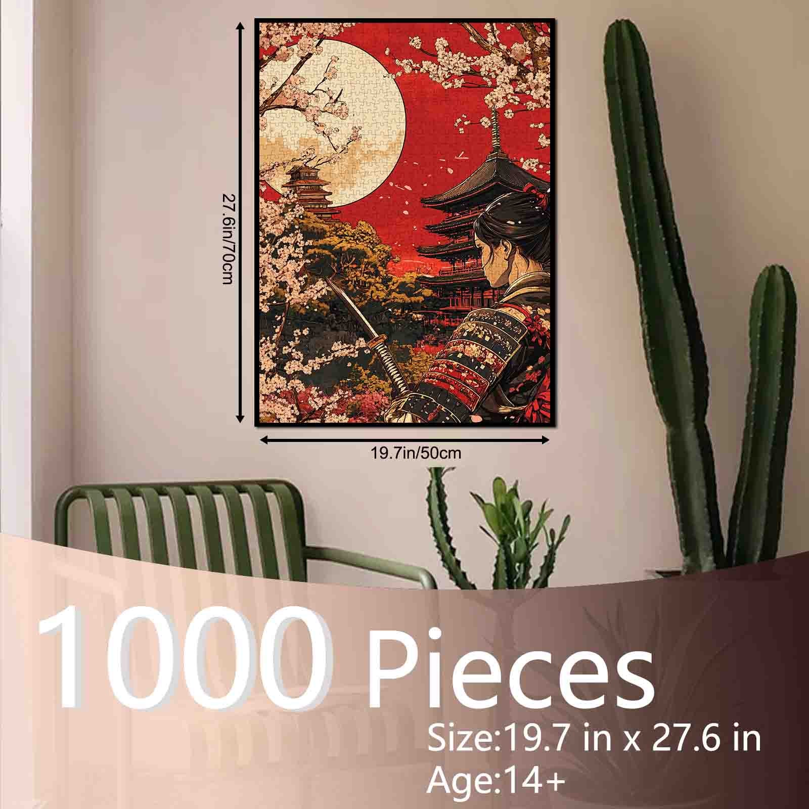 Samurai Moonlight Sakura Jigsaw Puzzle