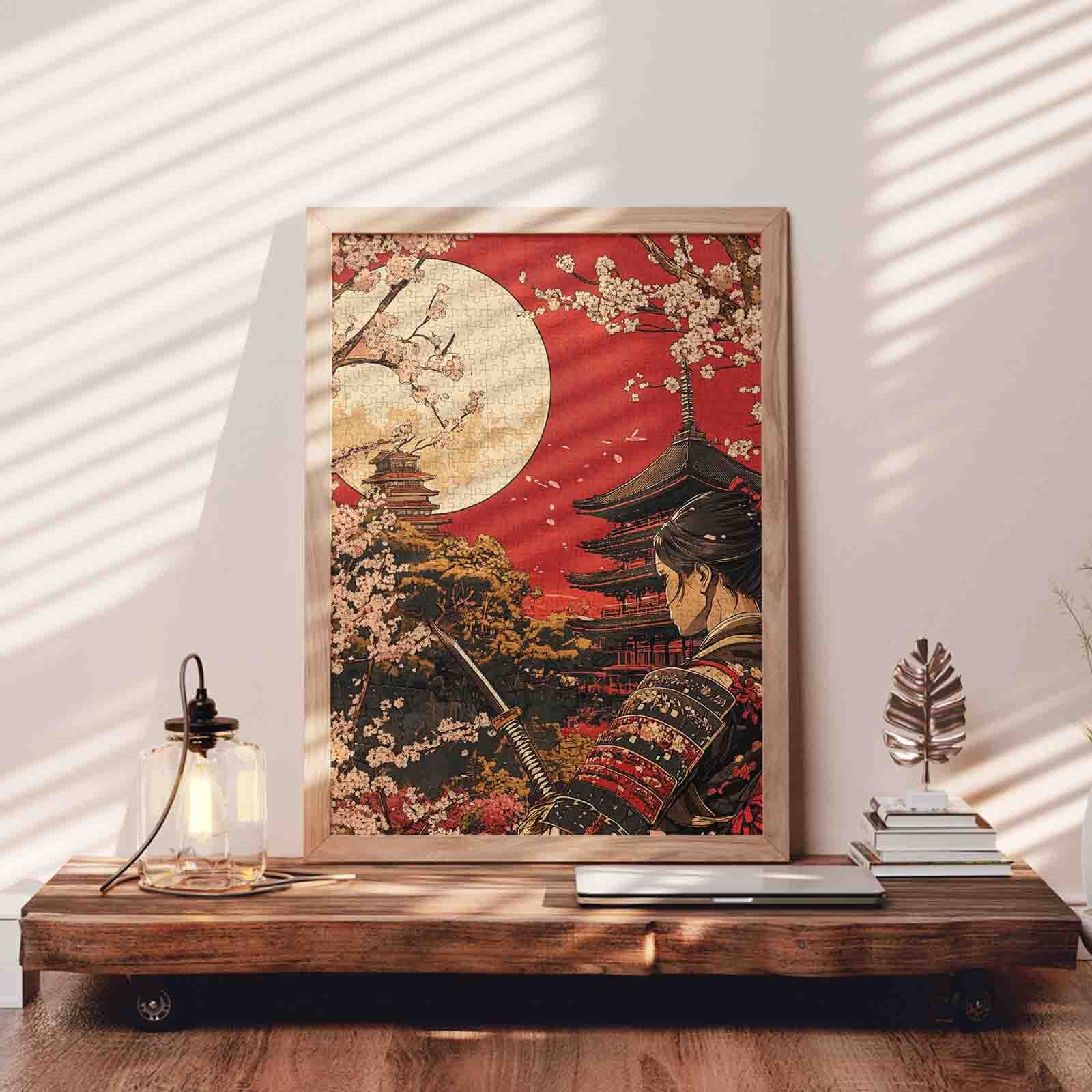 Samurai Moonlight Sakura Jigsaw Puzzle