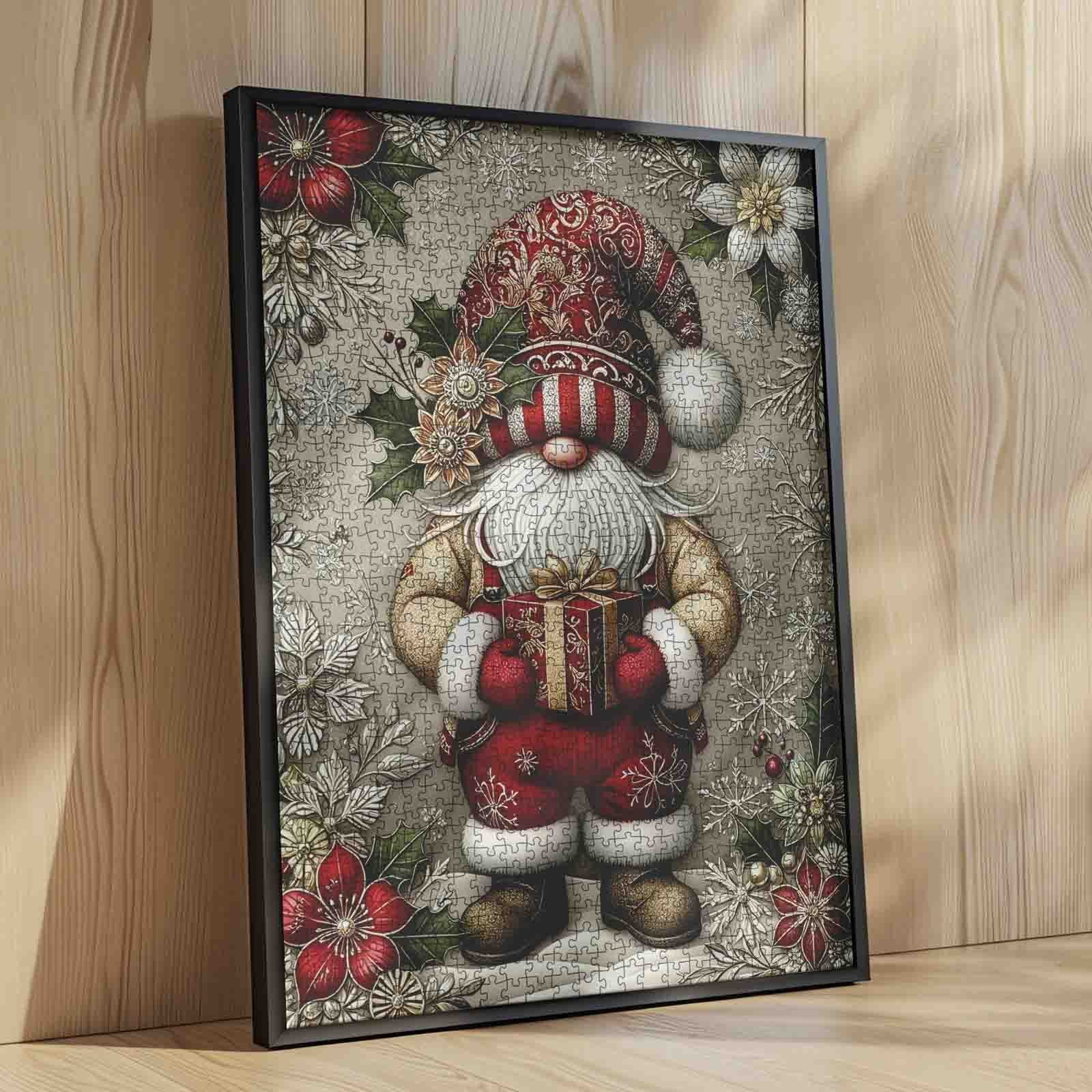 Santa Gnome with Gift Jigsaw Puzzle
