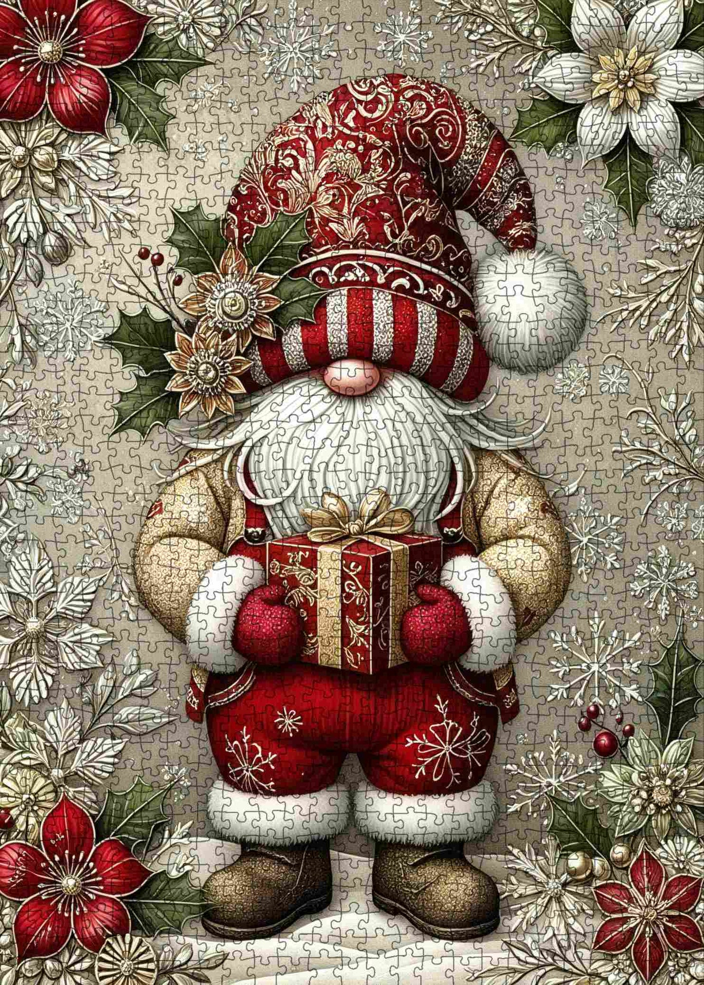 Santa Gnome with Gift Jigsaw Puzzle