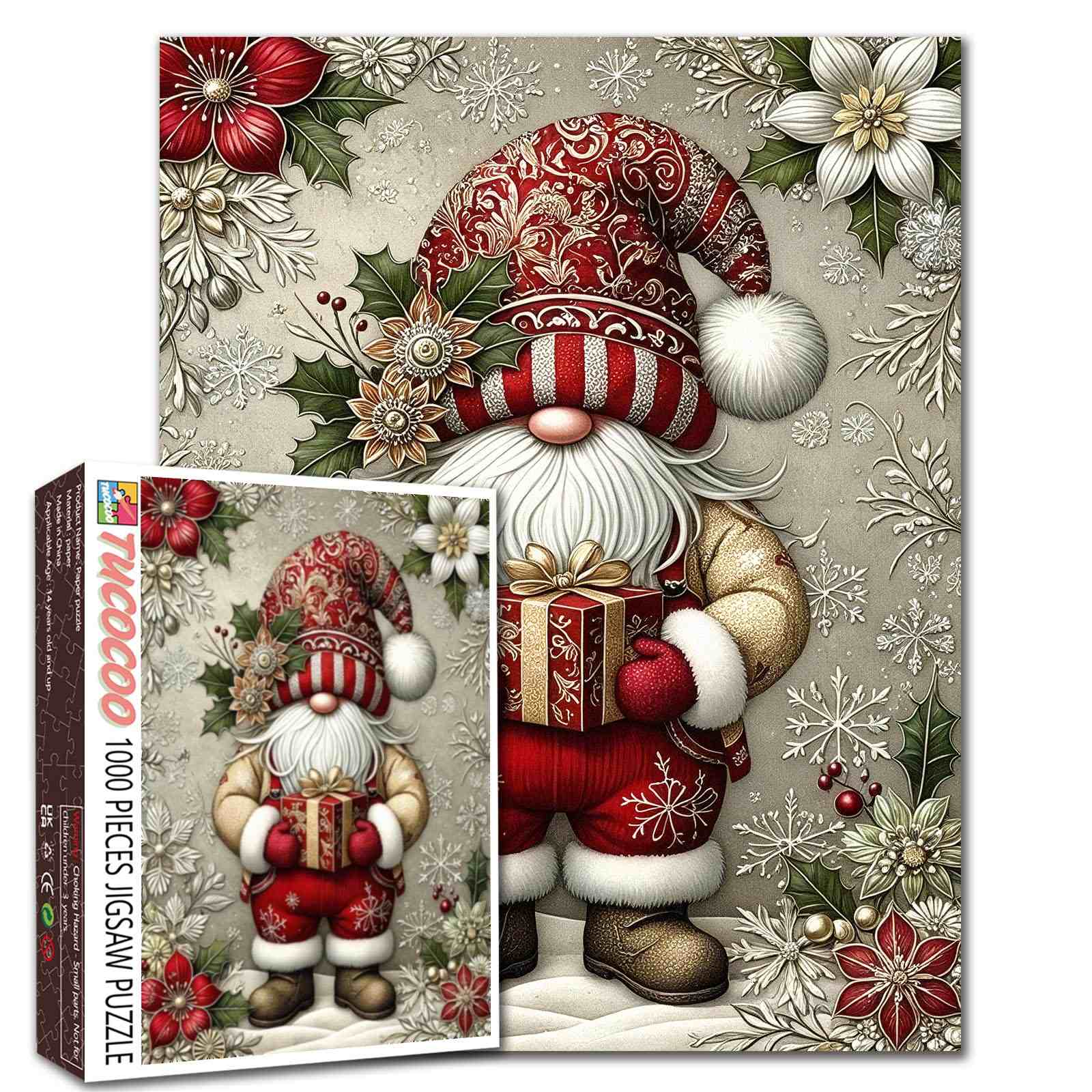 Santa Gnome with Gift Jigsaw Puzzle