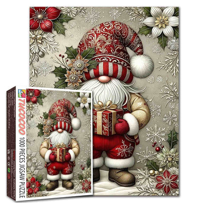Santa Gnome with Gift Jigsaw Puzzle