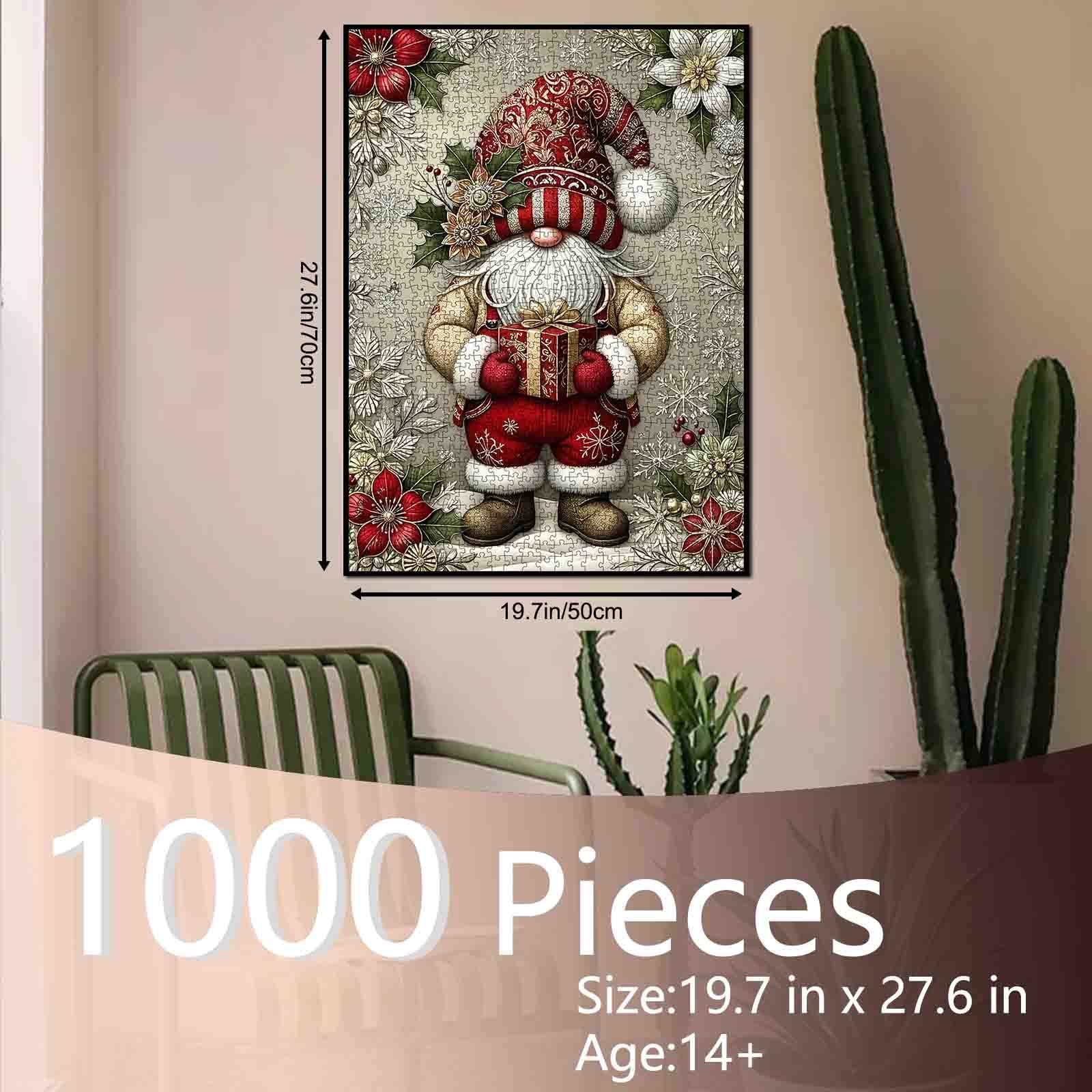 Santa Gnome with Gift Jigsaw Puzzle