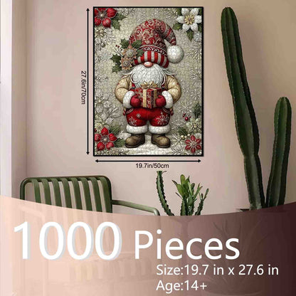 Santa Gnome with Gift Jigsaw Puzzle