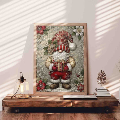 Santa Gnome with Gift Jigsaw Puzzle