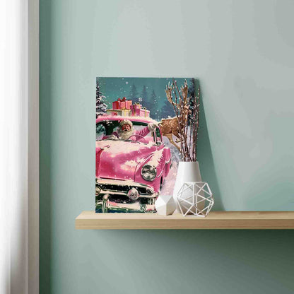 Santa Claus's Pink Sports Car Paint by Numbers