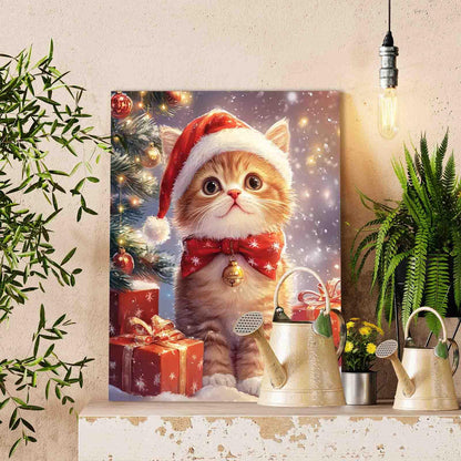 Santa Kitten with Gifts Paint by Numbers