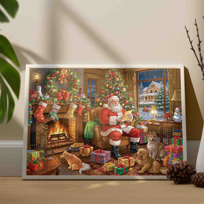 Santa by Fireplace Christmas Jigsaw Puzzle