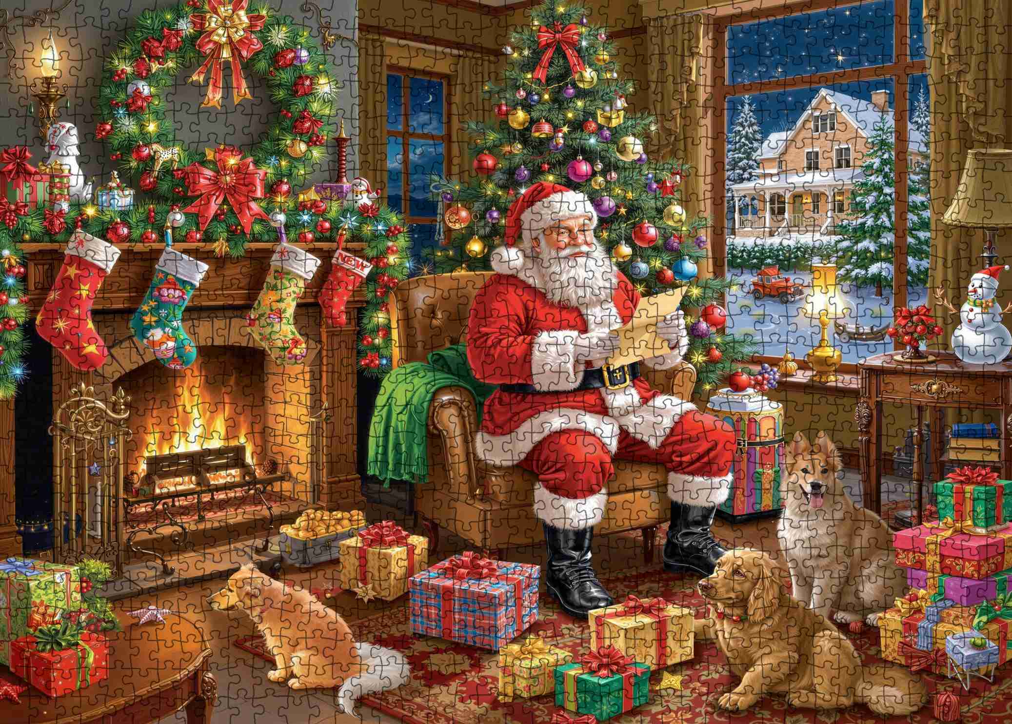 4er Set Weihnachts-Schiebepuzzle Aus Holz – Motive: Weihnachtsmann, Schneemann, Elch, Pinguin, 6,5 Cm