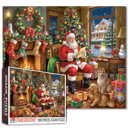 Santa by Fireplace Christmas Jigsaw Puzzle