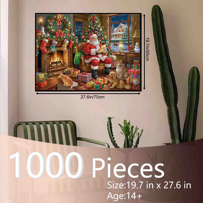 Santa by Fireplace Christmas Jigsaw Puzzle