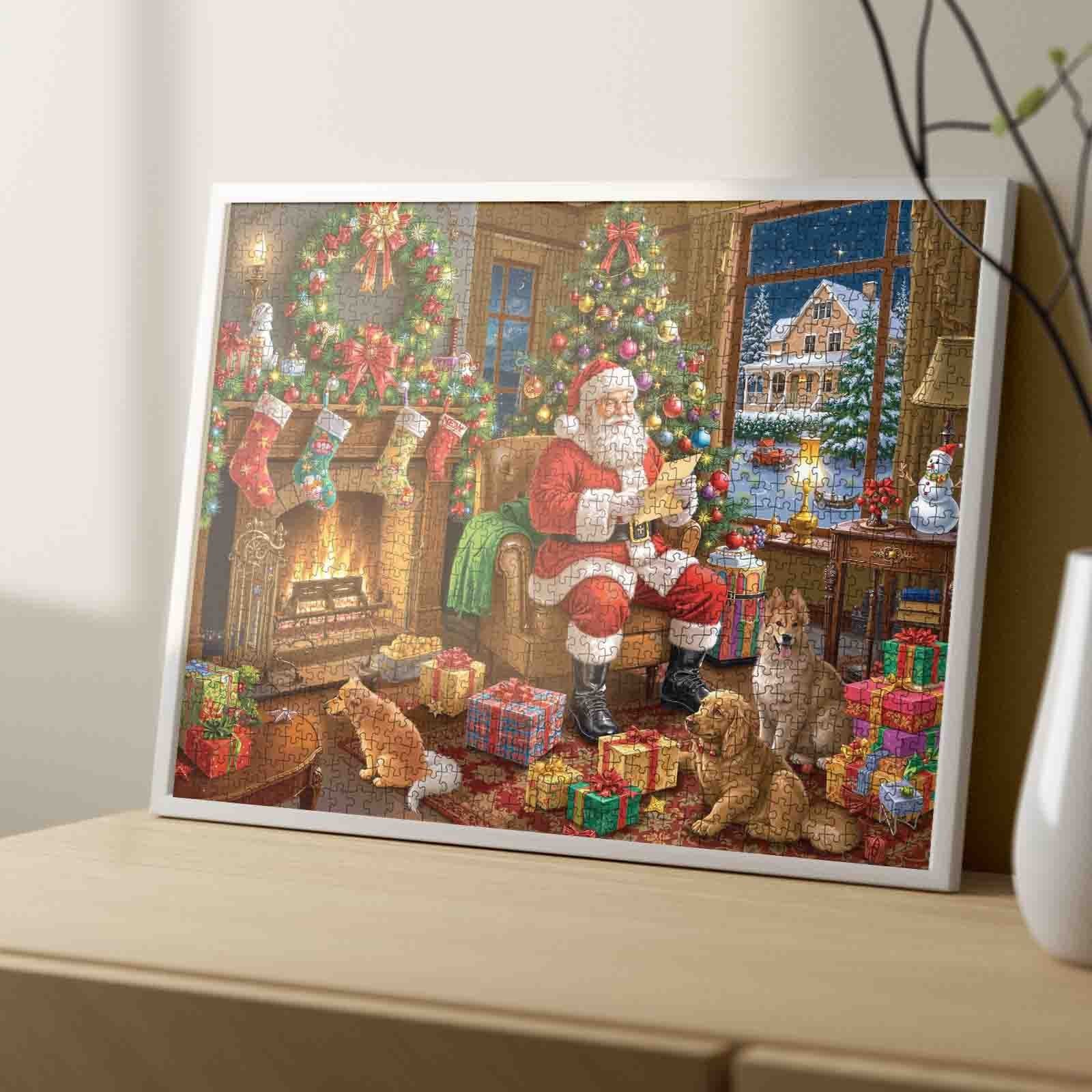 Santa by Fireplace Christmas Jigsaw Puzzle