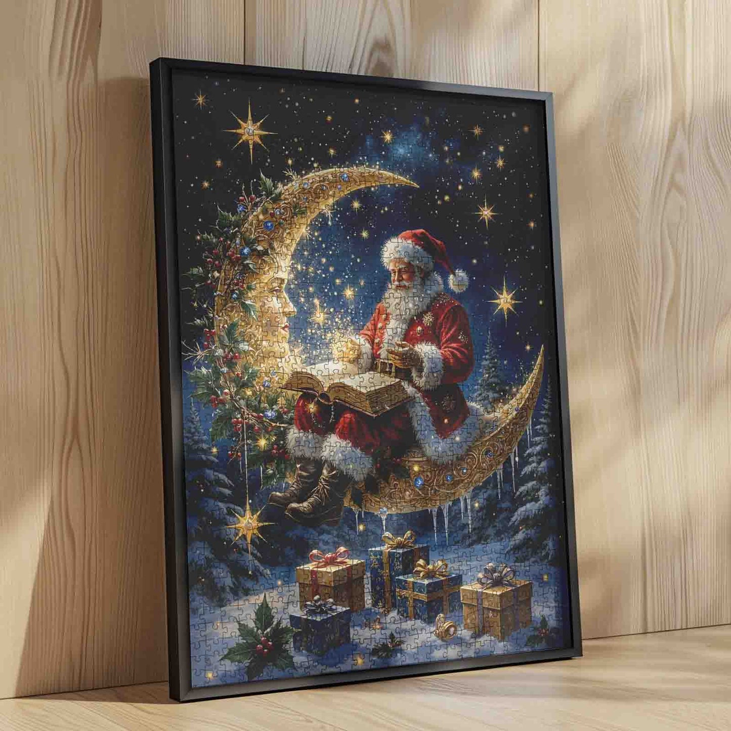 Santa on Crescent Moon Jigsaw Puzzle
