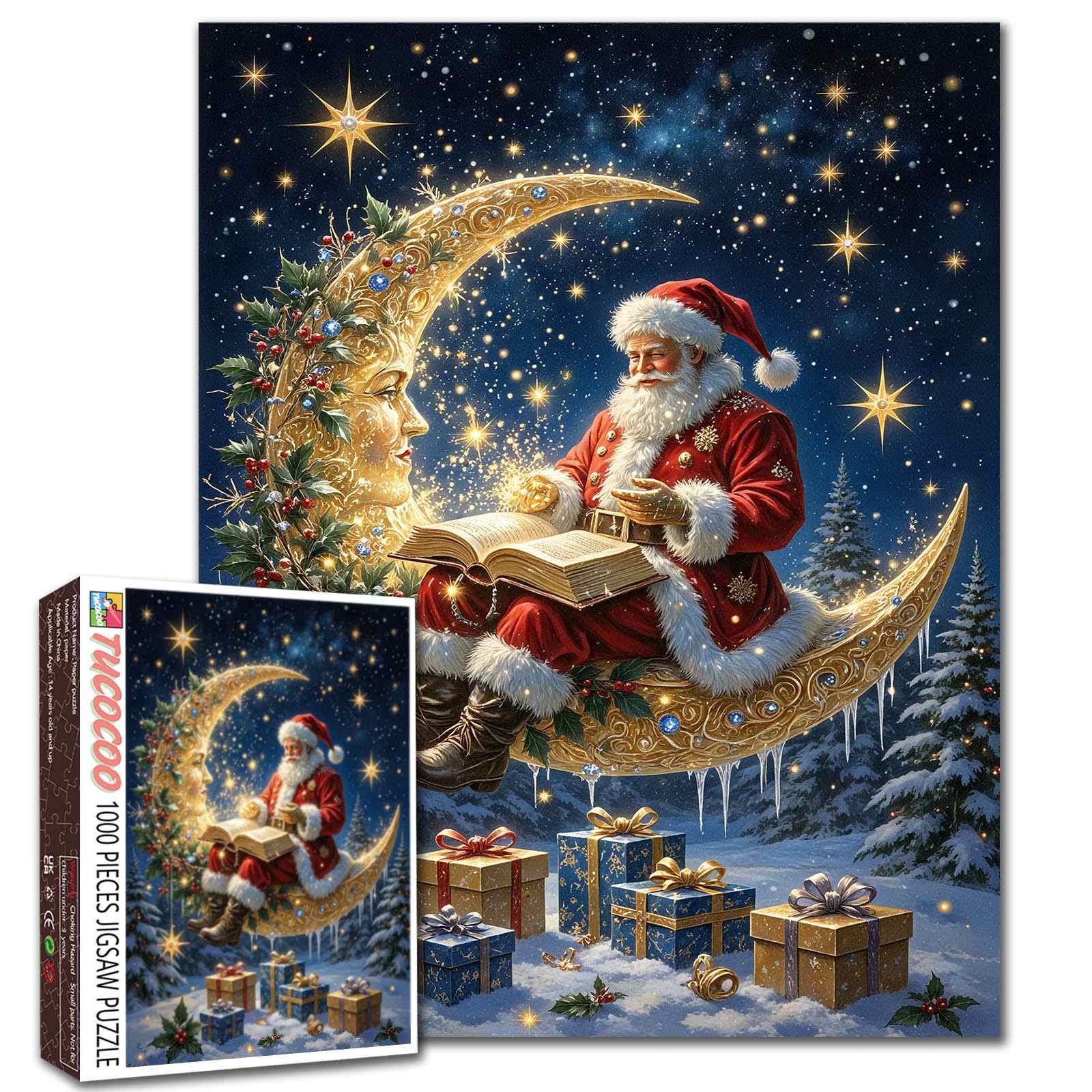 Santa on Crescent Moon Jigsaw Puzzle