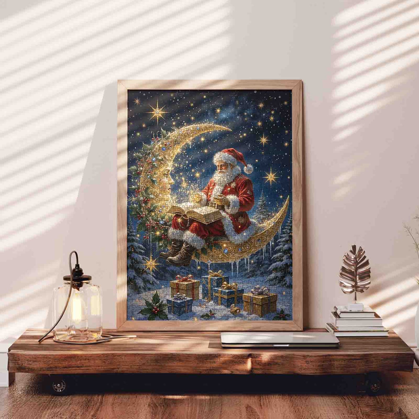 Santa on Crescent Moon Jigsaw Puzzle